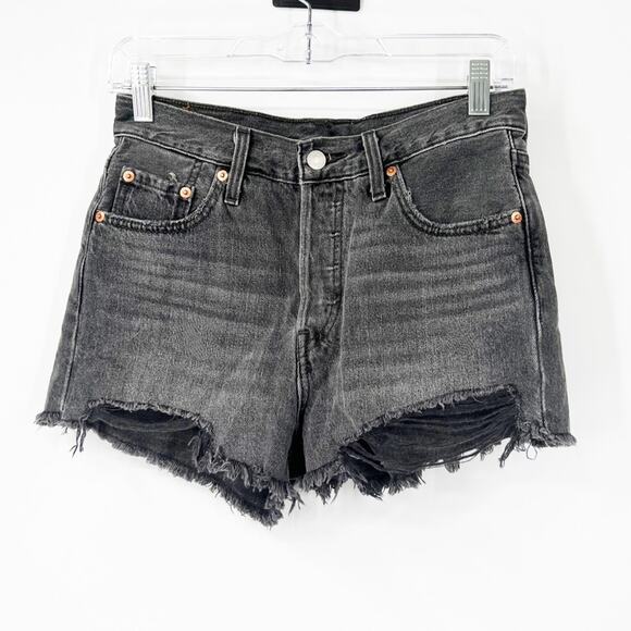 Levi’s 501 High Rise Button Fly Distressed Denim Shorts - Picture 1 of 7
